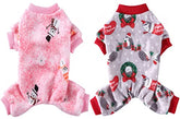 KUTKUT Dog Pajamas for Small Dog Boy Girl 2 Pack Fleece Puppy pjs Jammies 4 Leg Dog Clothes for Maltese, Shihtzu Winter Warm Onesies Jumpsuit Clothing for Pet Dogs Cats Male & Female - kutkut